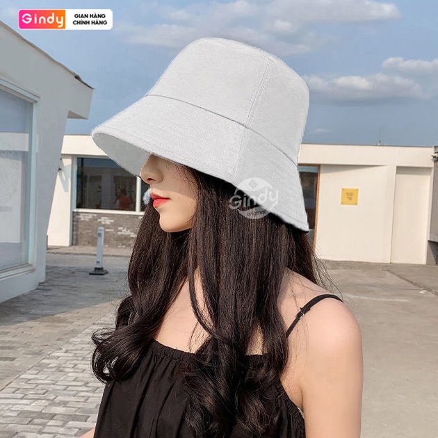 Nón bucket tròn vành GINDY trơn nhiều màu phong cách Ulzzang Unisex M001