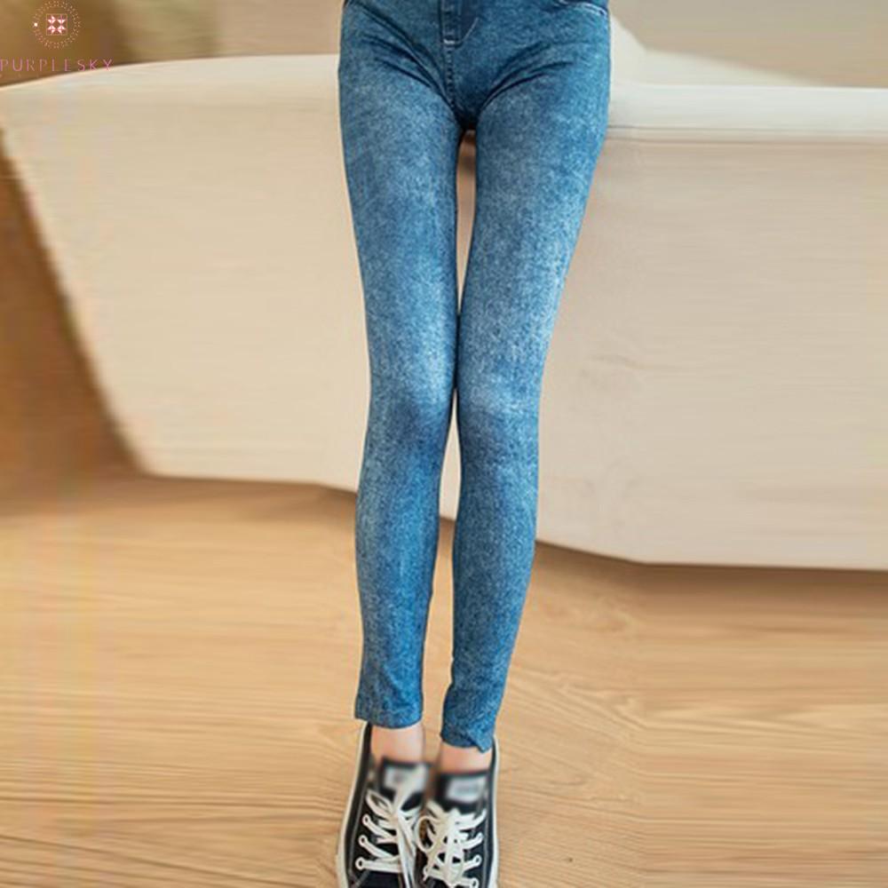 Quần thun cạp trễ giả vải denim thời trang Mùa hè giản dị