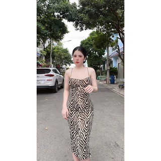 Đầm ôm body/ đầm ôm / đầm nữ MAXI / đầm hai dây ôm body/ đầm body ngựa vằn 3D dáng dài maxi