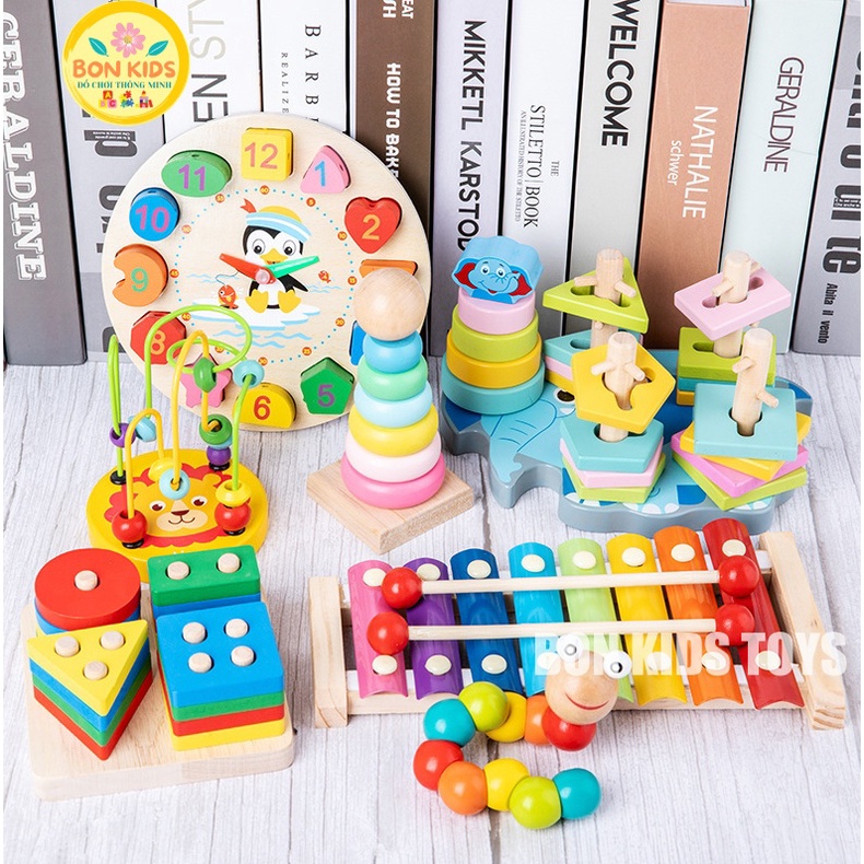 Combo Đồ chơi gỗ Montessori cho bé tư duy, phát triển trí tuệ vừa học vừa chơi - Đồ chơi giáo dục cho bé