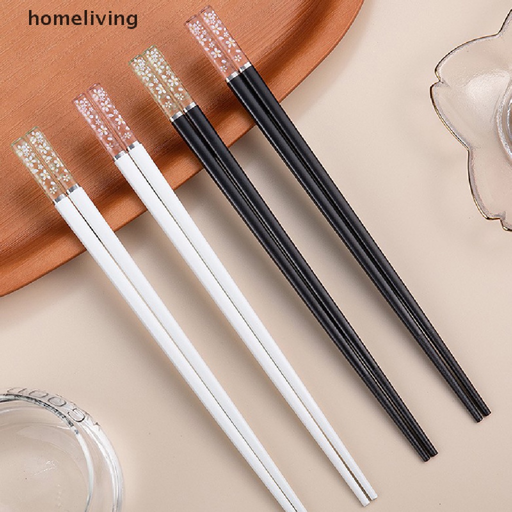 homeliving Amber Cherry Blossom Alloy Chopsticks Chinese Chopsticks Reusable Tableware .