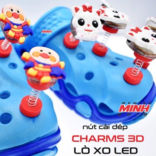 Nút cài dép Sticker Jibbitz Charm 3D LÒ XO ĐÈN LED cho sục bít đầu Crocs Duet Crocband Baya Bayaband