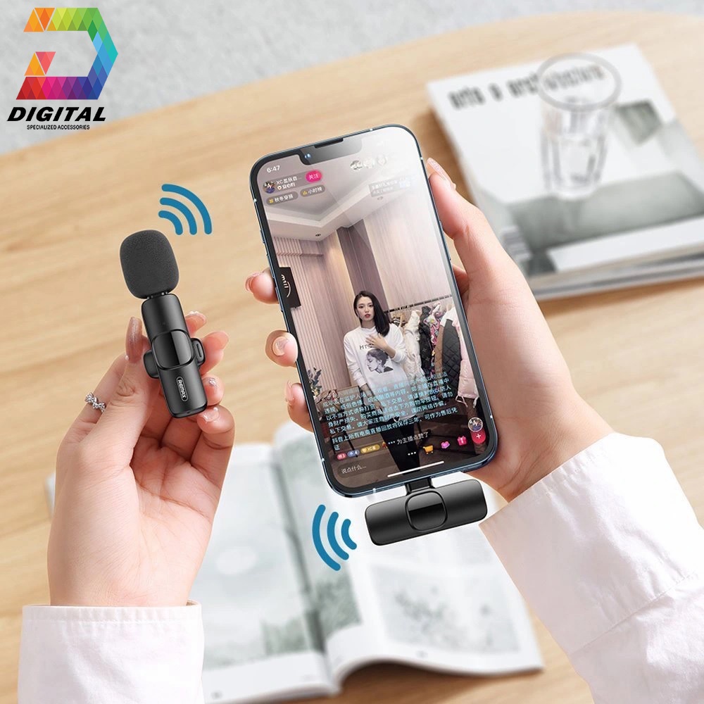 Bộ 2 Micro Thu Âm Remax K03 Không Dây Cài Áo Hỗ Trợ LiveStream, Quay Video Chính Hãng