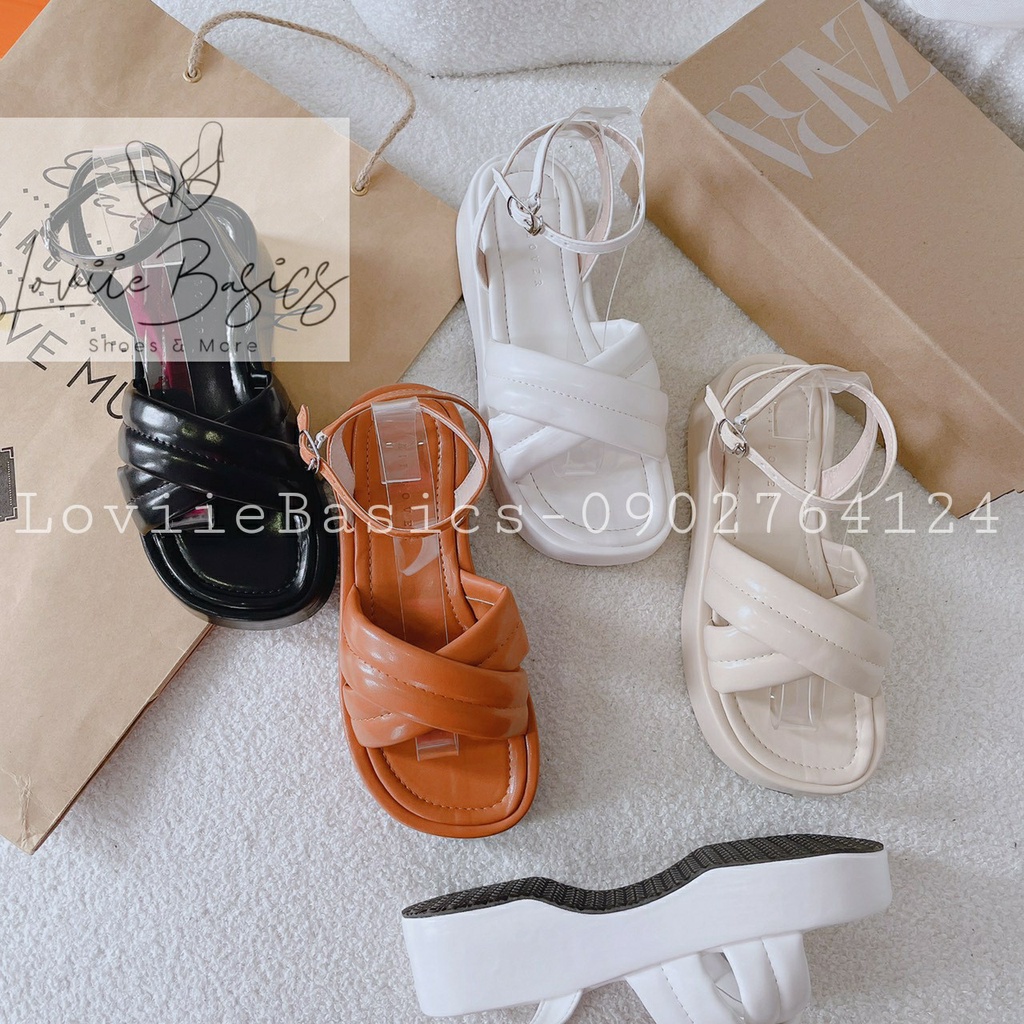 GIÀY XUỒNG NỮ LOVIIE BASICS - SANDAL  THỜI TRANG QUAI NGANG CHÉO ĐẾ BẰNG CAO CẤP S220815