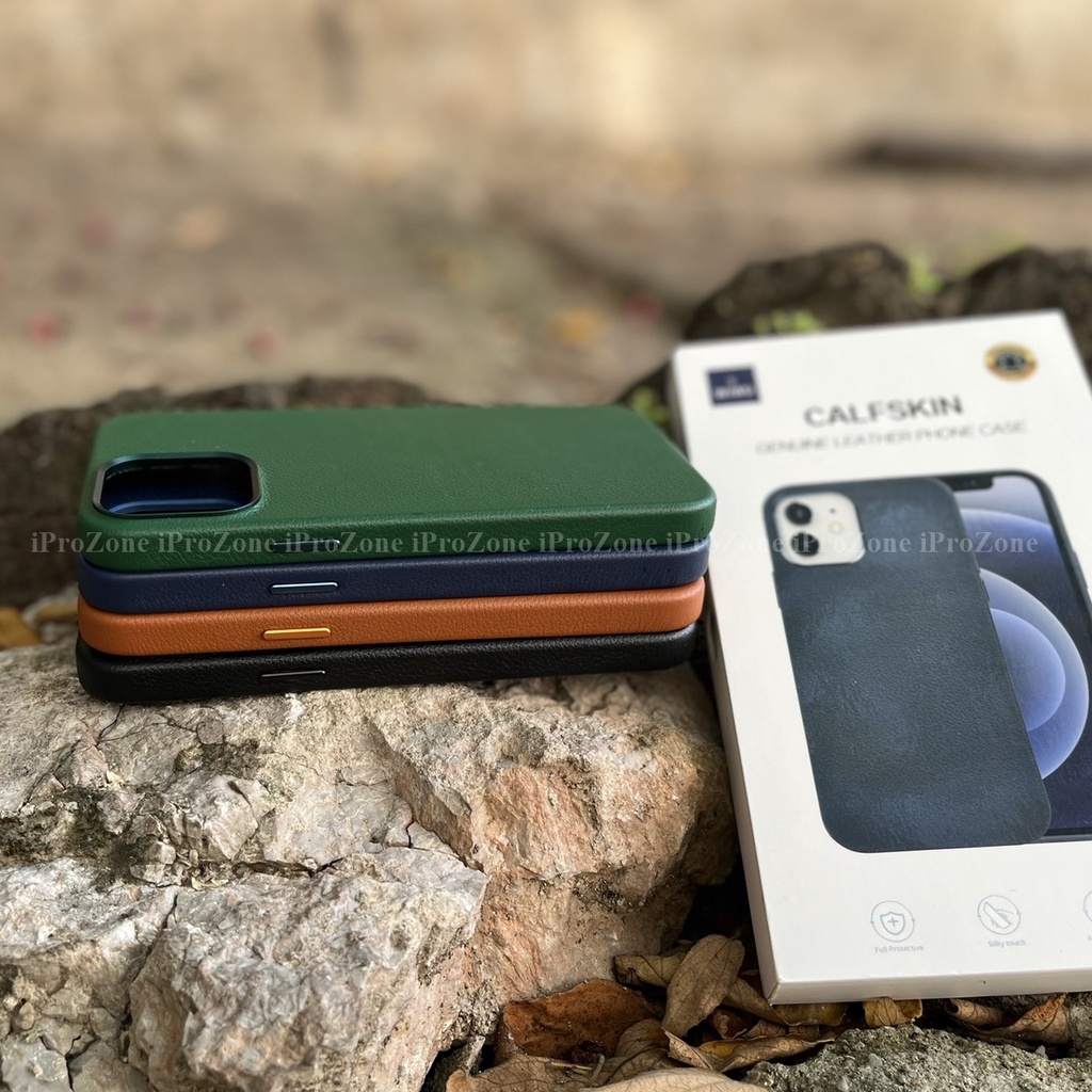 Ốp Lưng da thật WIWU Calfskin Geniunne Leather Cho Smart Phone 13 Pro , Max , chống sốc chính hãng cao cấp