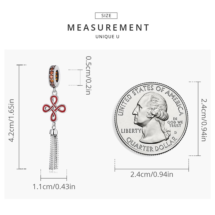 Hạt phụ kiện BAMOER SCC2069 bằng bạc 925 hình dáng nút cát tường để làm vòng tay DIY thời trang