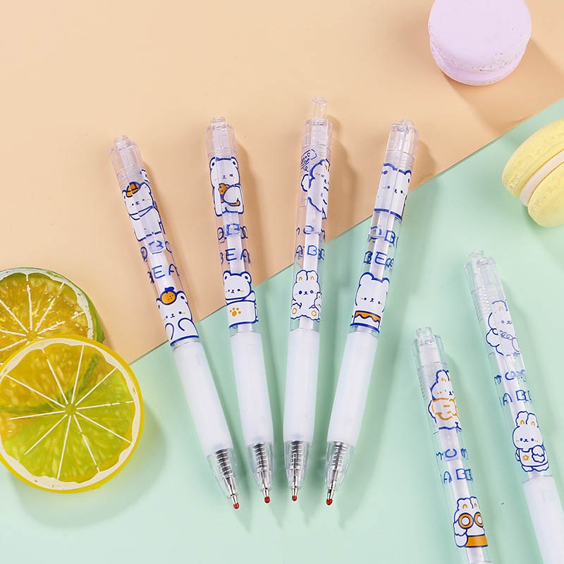 Bút mực gel ngòi 0.5mm vỏ họa tiết gấu xinh xắn tiện dụng