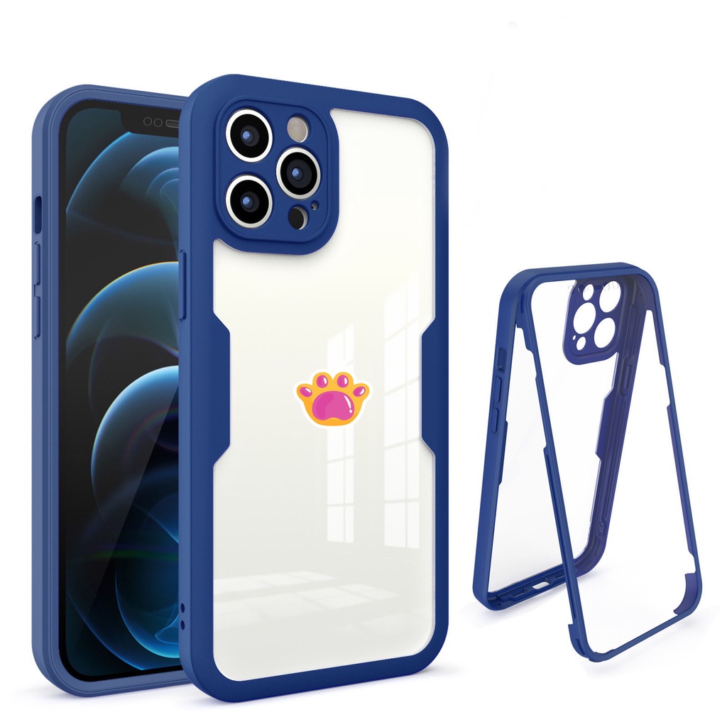 Ốp điện thoại 2 mặt khung TPU bảo vệ 360 độ chống va đập cho iPhone X/Xsmax/11/12/13/Pro/Promax