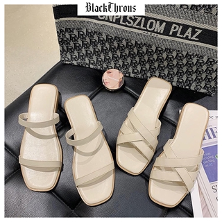 BlackThrons Mùa hè Dép quai hậu nữ Sandals cross Dệt chéo Song song hai đai