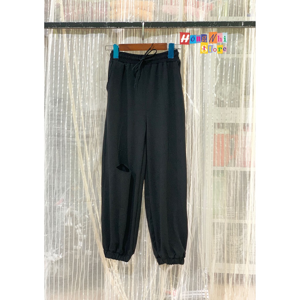 Quần Jogger Rách Gối Bo Lai Dáng Rộng Unisex - MM