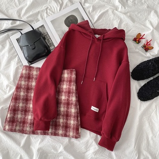 【Happy Department Store】Set áo hoodie và chân váy ngắn thời trang Hàn Quốc cho nữ