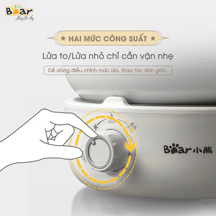 [Nội địa] Nồi nấu đa năng chiên xào nấu lẩu kèm lồng hấp 2.5L Bear DHG-B25Z1 700W màu xanh ngọc - Hàng chính hãng