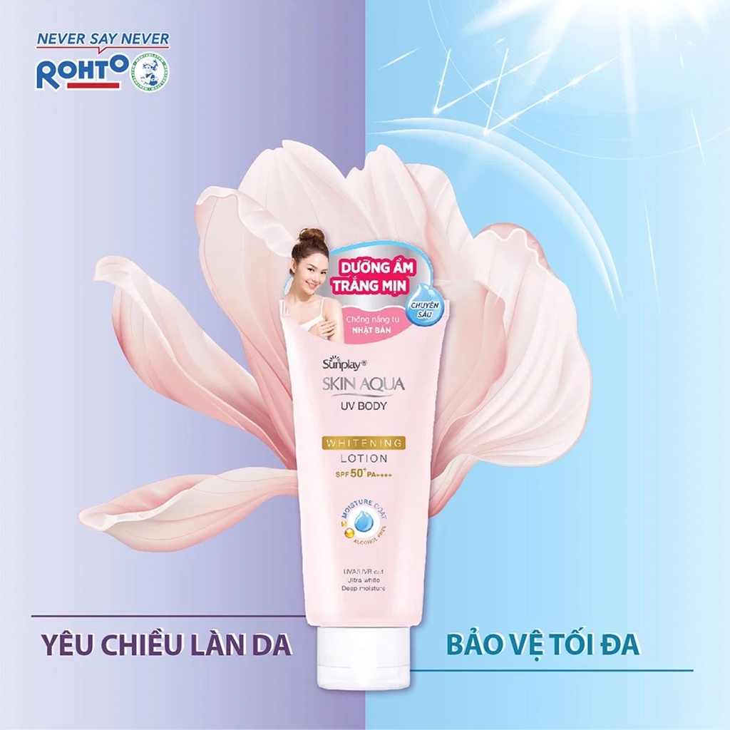 Kem Chống Nắng Sunplay Dưỡng Trắng Da Toàn Thân, Mát Da - Sunplay Skin Aqua UV Body Whitening Lotion PF 50+, PA++++ 150g