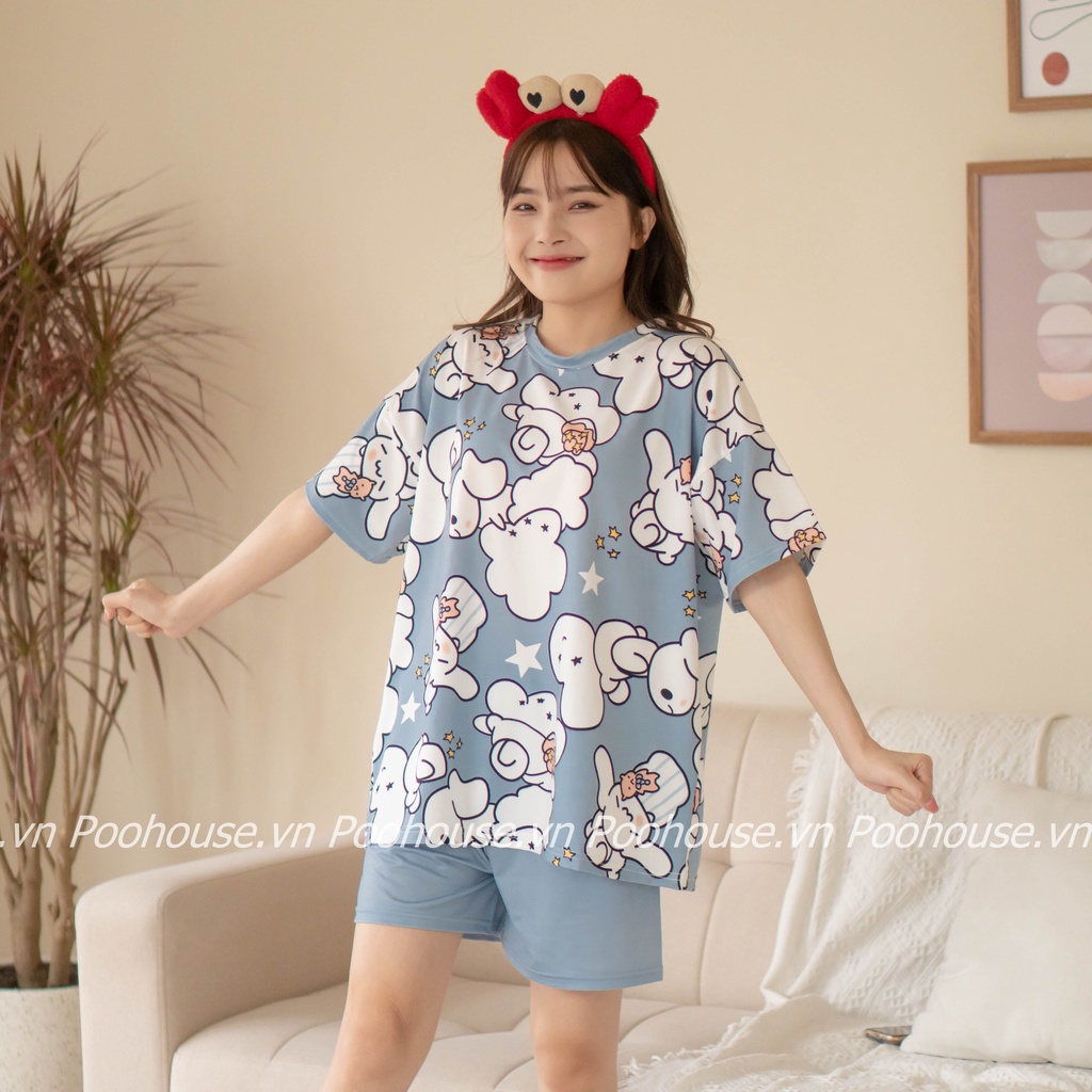 Pijama bộ đồ ngủ, bộ đồ nữ mặc nhà chất liệu cotton cộc tay áo phông, quần đùi - Miawear BN-BUNNY
