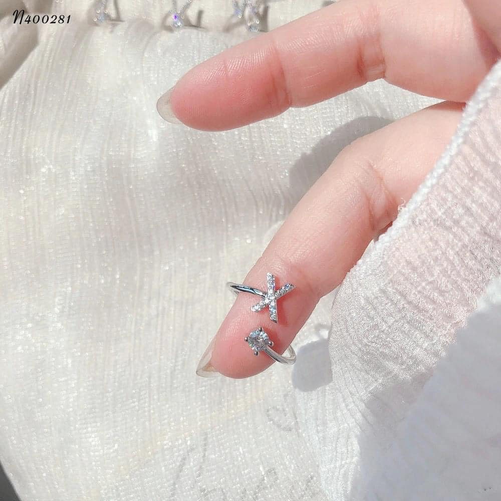 Nhẫn chữ cái đính đá , bạc 925 cao cấp sáng bóng , đủ chữ - ĐẠI PHÁT