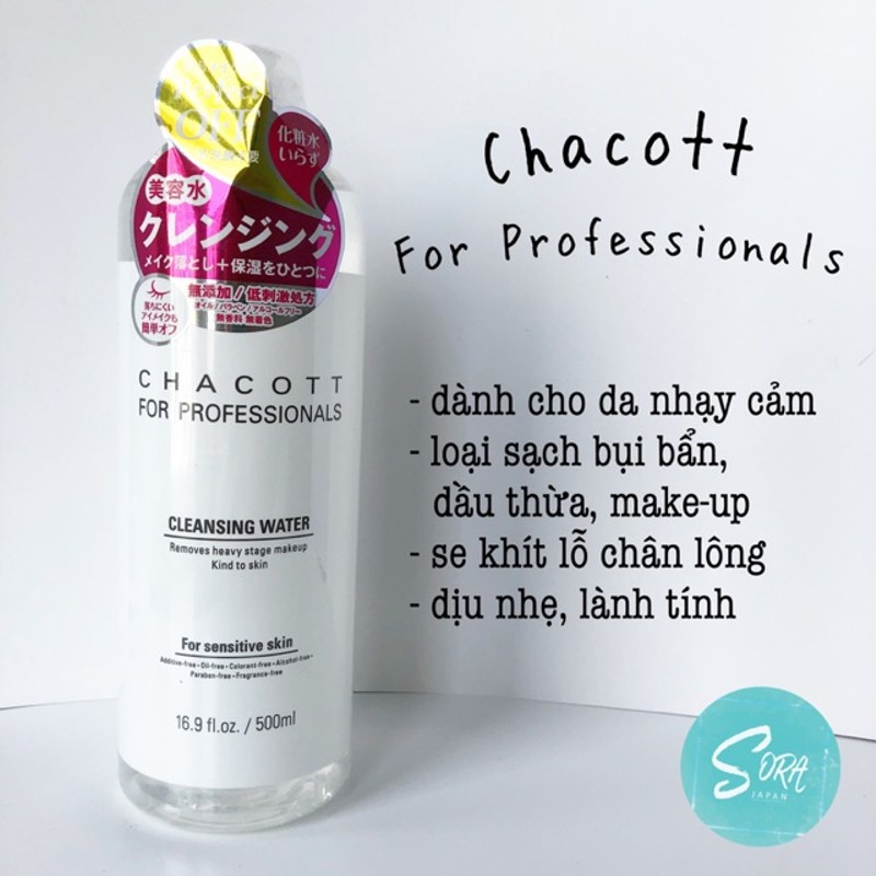 Nước tẩy trang Chacott for Professionals Cleansing Water Nhật Bản 500ml