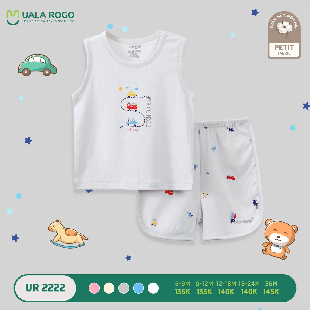 Bộ ba lỗ UALA &amp; ROGO vải PETIT siêu mềm mịn 3007