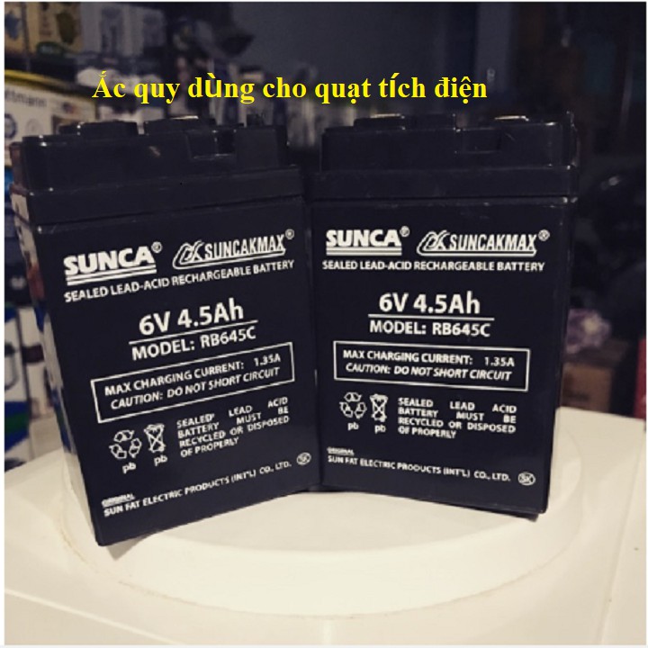 Bình ắc quy Sunca 6v 4.5A dùng cho quạt tích điện loại sịn