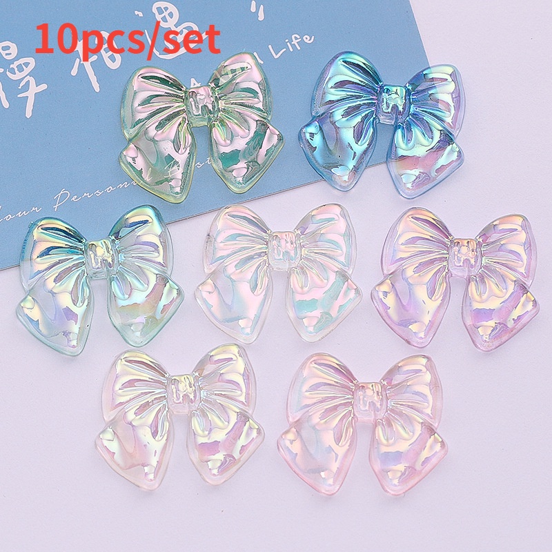 Set 10 Nơ Nhựa AB Trong Suốt Dùng Trang Trí Kẹp Tóc/Điện Thoại