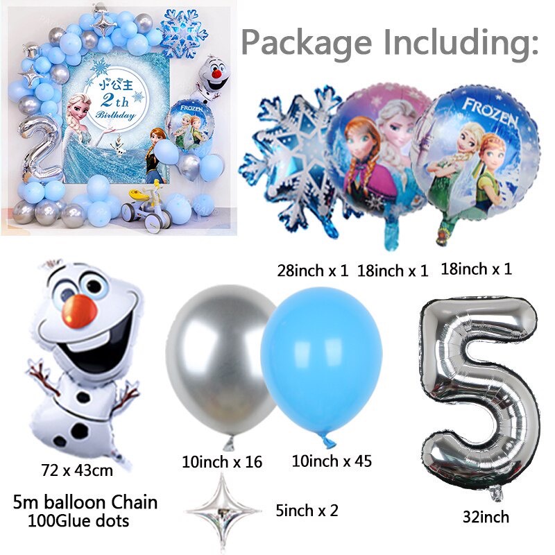 Set bong bóng nhôm hình công chúa ELSA và chữ số dùng trong trang trí tiệc sinh nhật