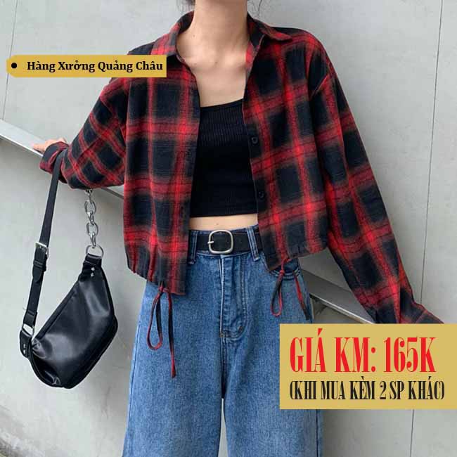 [SẴN] Áo sơ mi croptop tay dài nữ Ulzzang Quảng Châu ASC9