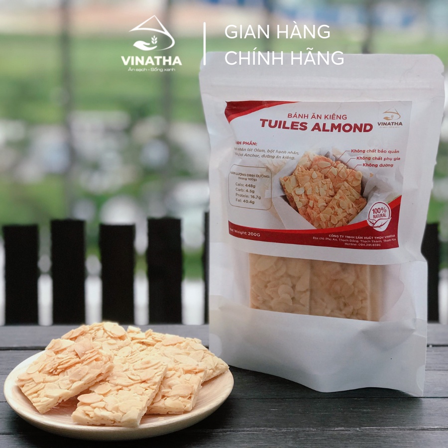 Bánh Ăn Kiêng Bánh Ngói Hạnh Nhân Tuiles Almond Giảm Cân - Vinatha 250gr - VNT11