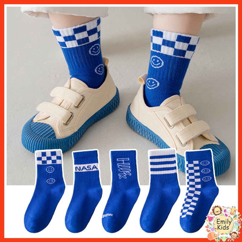 Set 5 Đôi Vớ Cotton Thoải Mái In Chữ Nasa Màu Xanh Dương Thời Trang Cho Bé Trai Và Gái 1-12 Tuổi