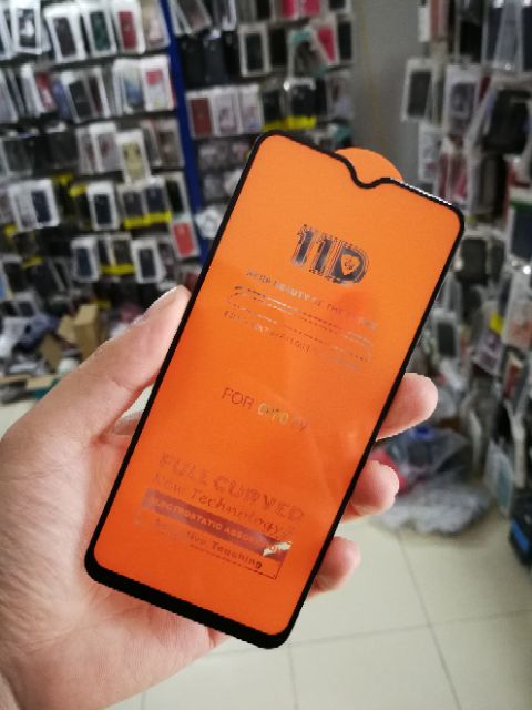 Cường lực 11D cho Oppo F9 full màn full keo ôm màn 2.5D siêu đẹp Đen ( tặng keo mép giấy lấy bụi )