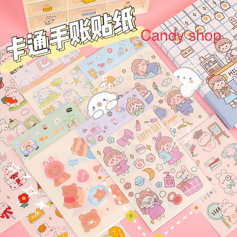 Combo 6 tấm sticker mix nhiều mẫu