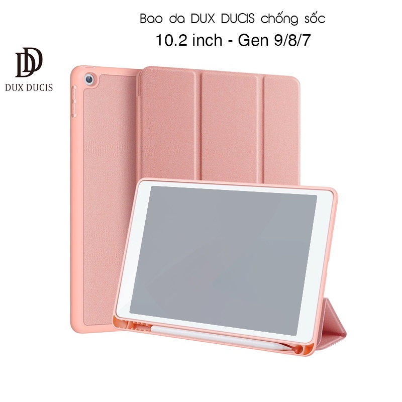 [Hỏa Tốc HCM] Bao da DUX DUCIS iPad 10.2 inch ( iPad Gen 9/8/7 ) (DOMO SERIES) - Mặt lưng TPU mềm, Có ngăn đựng bút -