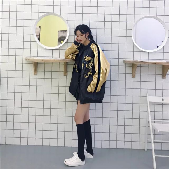 ÁO KHOÁC BOMBER THÊU RỒNG ULZZANG