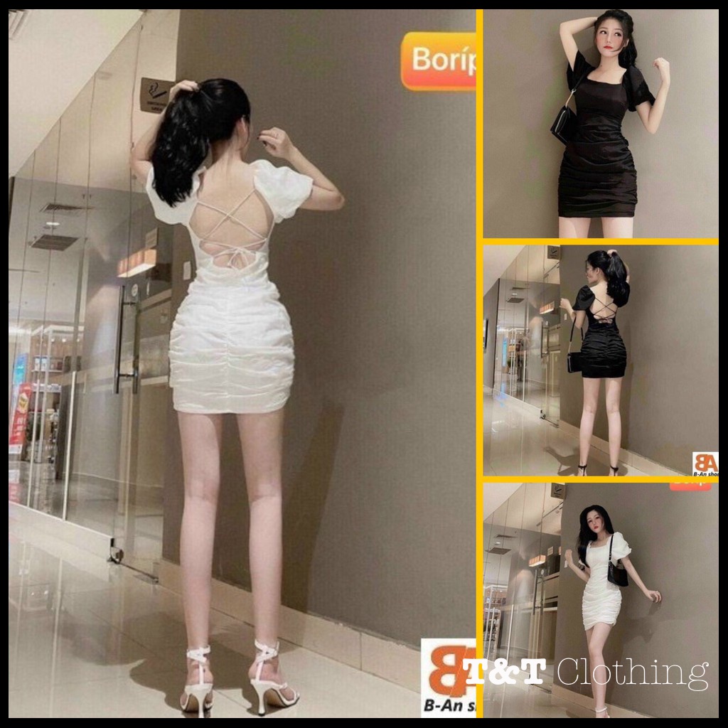 ĐẦM ÔM BODY nữ Đan Dây Hở Lưng Cổ Vuông | By 23t.shop | BigBuy360 - bigbuy360.vn