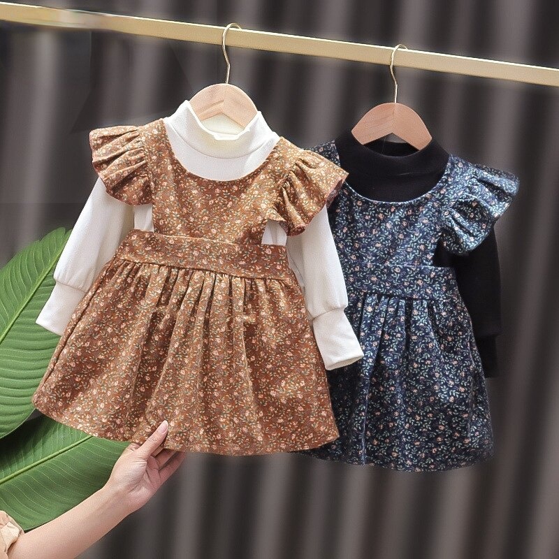 Set Đầm Hoa Sát Nách Và Áo Khoác Tay Dài Thời Trang Mới Cho Bé Gái