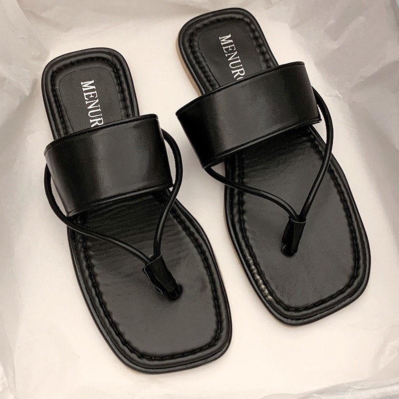 Dép xỏ ngón nữ, dép sandal đế bệt full size nữ đủ 2 màu đen trắng shop MAMMOTH