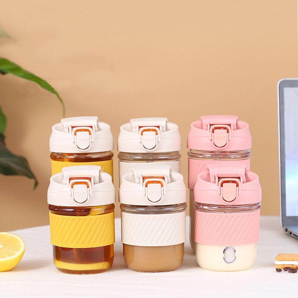 PISTA Bình Nước Thủy Tinh Dung Tích 350 / 500ml Có Ống Hút Tiện Lợi Khi Đi Du Lịch