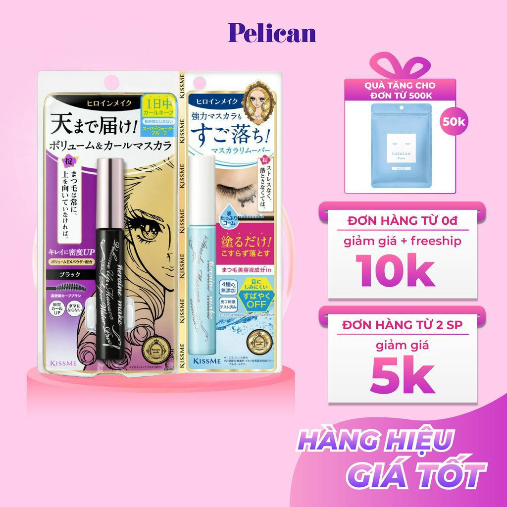 Mascara và tẩy trang Kissme Heroine Make Volume up Mascara dày mi 24h kèm tẩy trang Nhật Bản