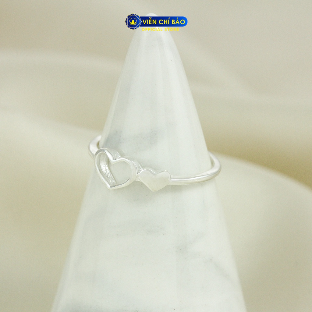 Nhẫn bạc nữ trái tim đôi chất liệu bạc 925 thời trang phụ kiện trang sức nữ Viễn Chí Bảo N400859