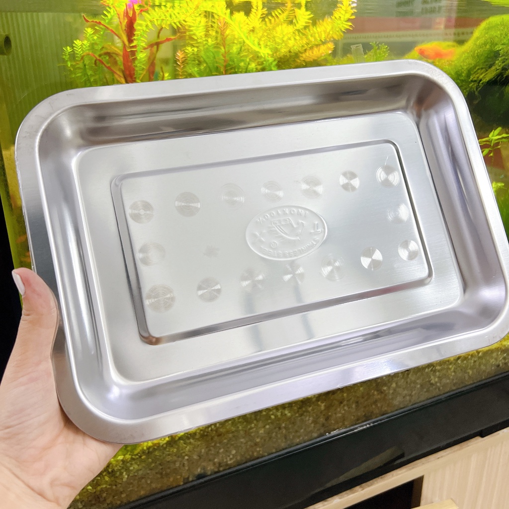 Khay inox chữ nhật nhiều size - mâm inox chữ nhật sâu đủ size loại tốt
