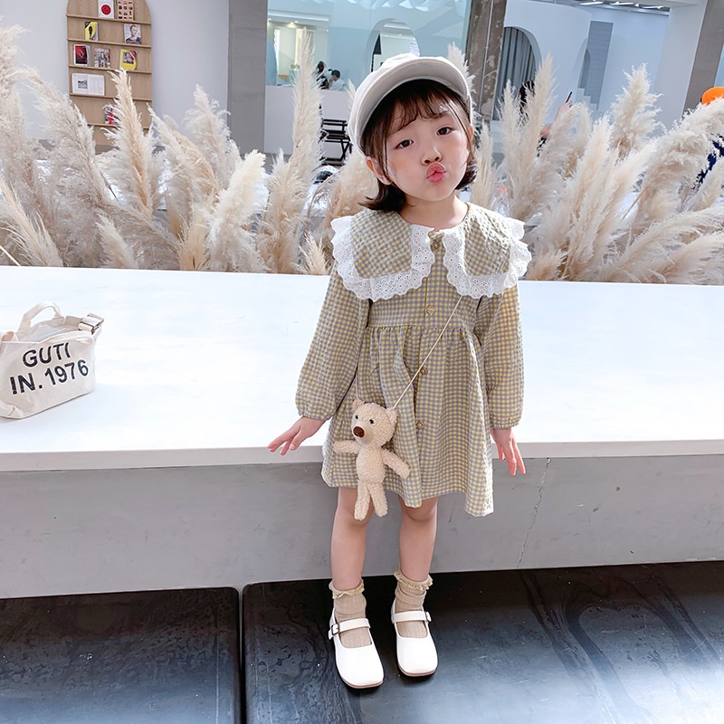 Đầm Công Chúa Tay Dài Họa Tiết Kẻ Sọc Phong Cách Mới Cho Bé Gái