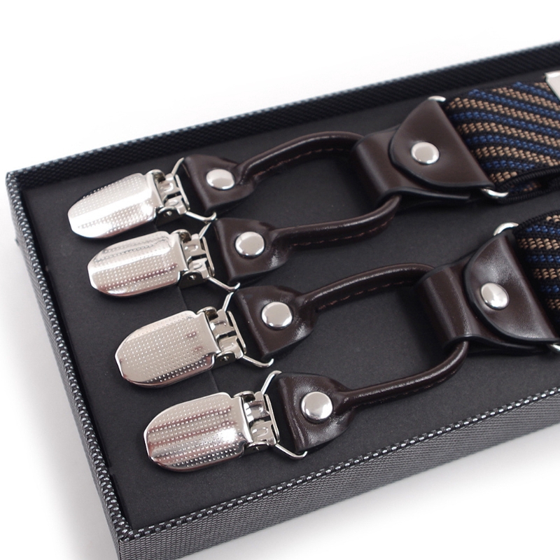Dây đai đeo cạp quần chống trượt thiết kế hình chữ Y kèm 6 móc kẹp thời trang cho nam
