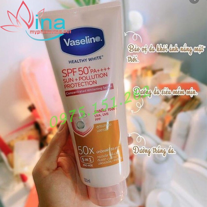 SỮA DƯỠNG THỂ TRẮNG DA VASELINE 50X SPF 50 PA++++ 320ML - THÁI LAN