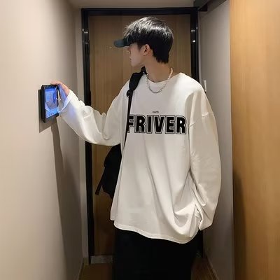 Áo Thun Tay Dài Dáng Rộng In Chữ Phong Cách Hip Hop Đường Phố Hàn Quốc Thời Trang Cho Nam Và Nữ size M-5XL