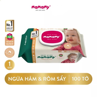 Khăn giấy ướt trẻ em Mamamy có nắp không mùi 100 tờ
