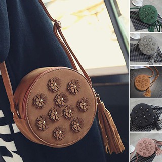 Túi đeo chéo hình tròn màu trơn cho nữ