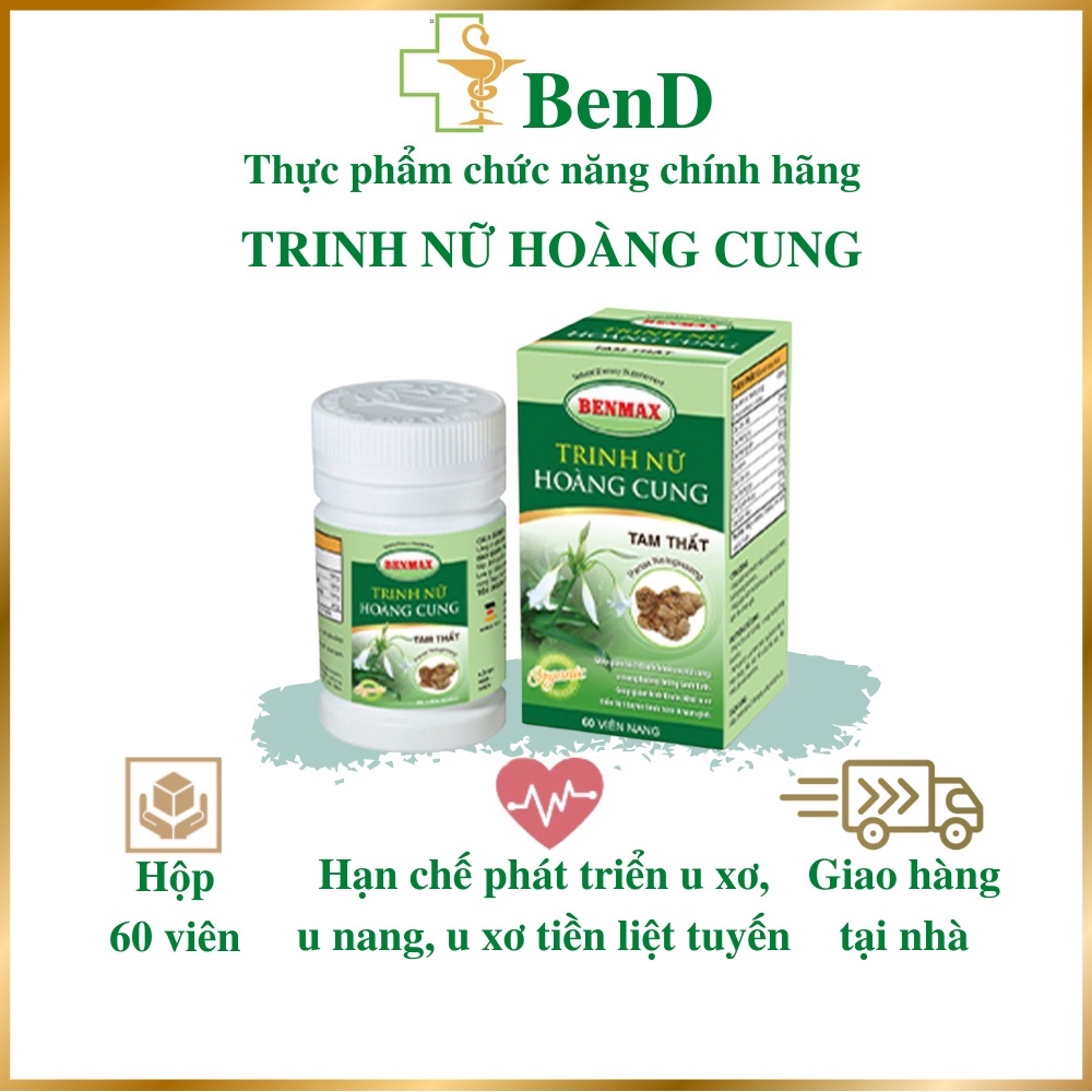 Viên uống Trinh nữ hoàng cung Benmax hộp 60 viên, thành phần từ thiên nhiên hỗ trợ u xơ tử cung, viêm tuyến tiền liệt
