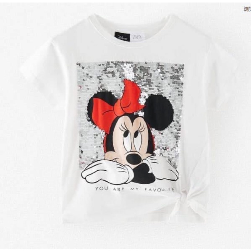 Áo phông Zara Minnie, Daisy đính kimsa hàng xuất dư cho bé gái