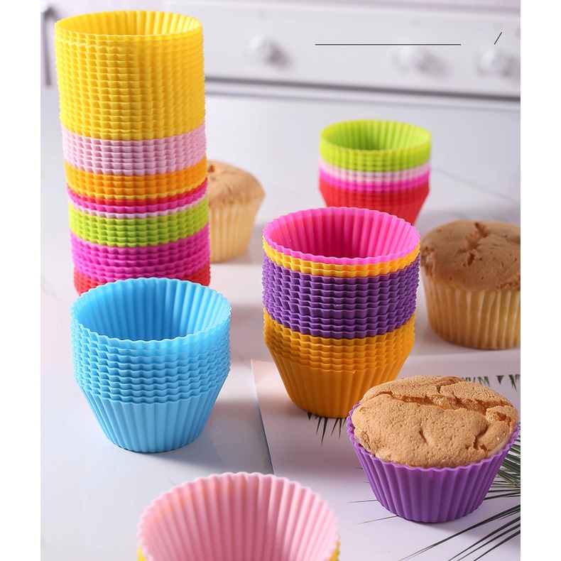 Khuôn Silicon Làm Bánh Bông Lan, Cupcake, Muffin, Rau Câu Tiện Lợi - Tái Sử Dụng Nhiều Lần