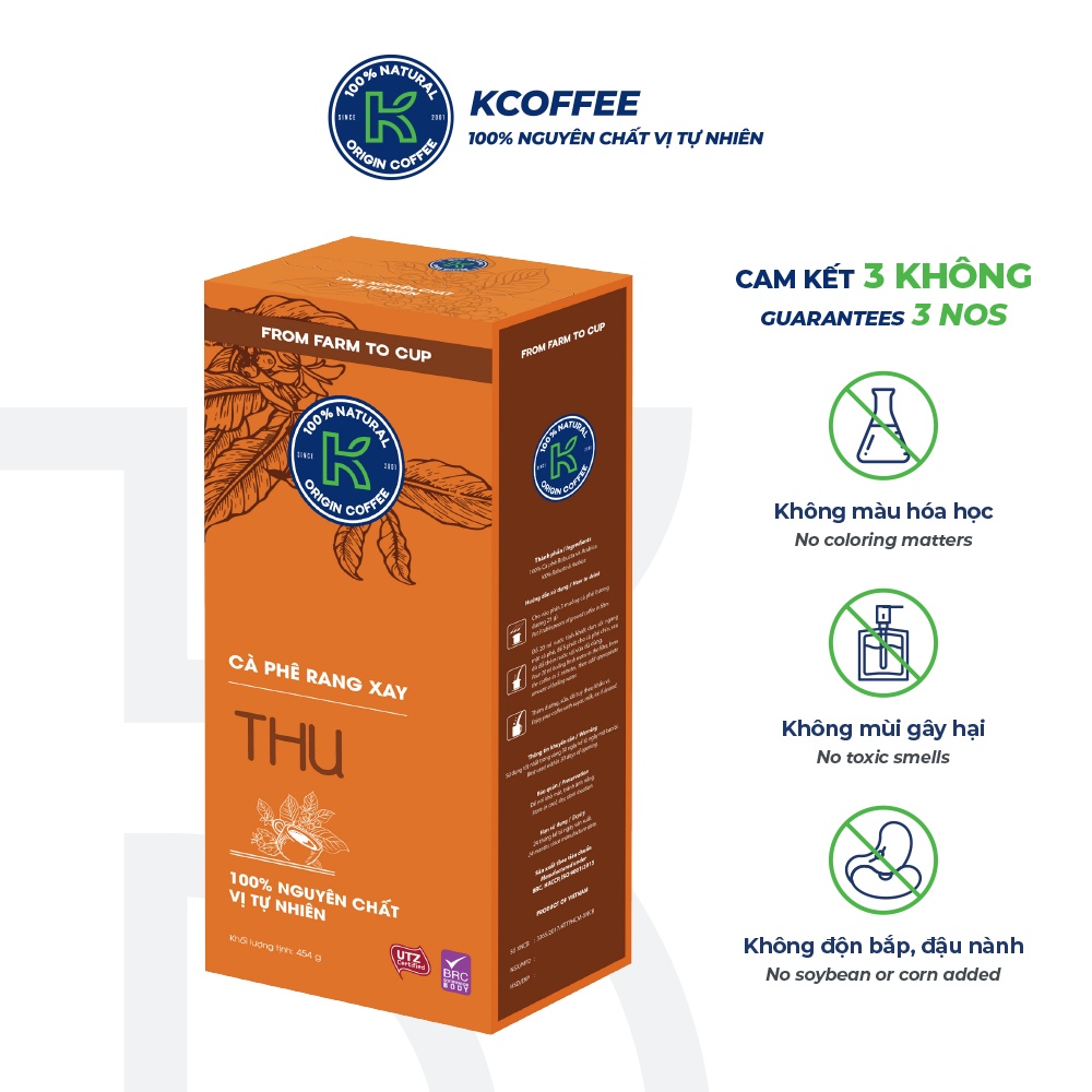 Cà phê rang xay nguyên chất K Thu 454g thương hiệu K COFFEE