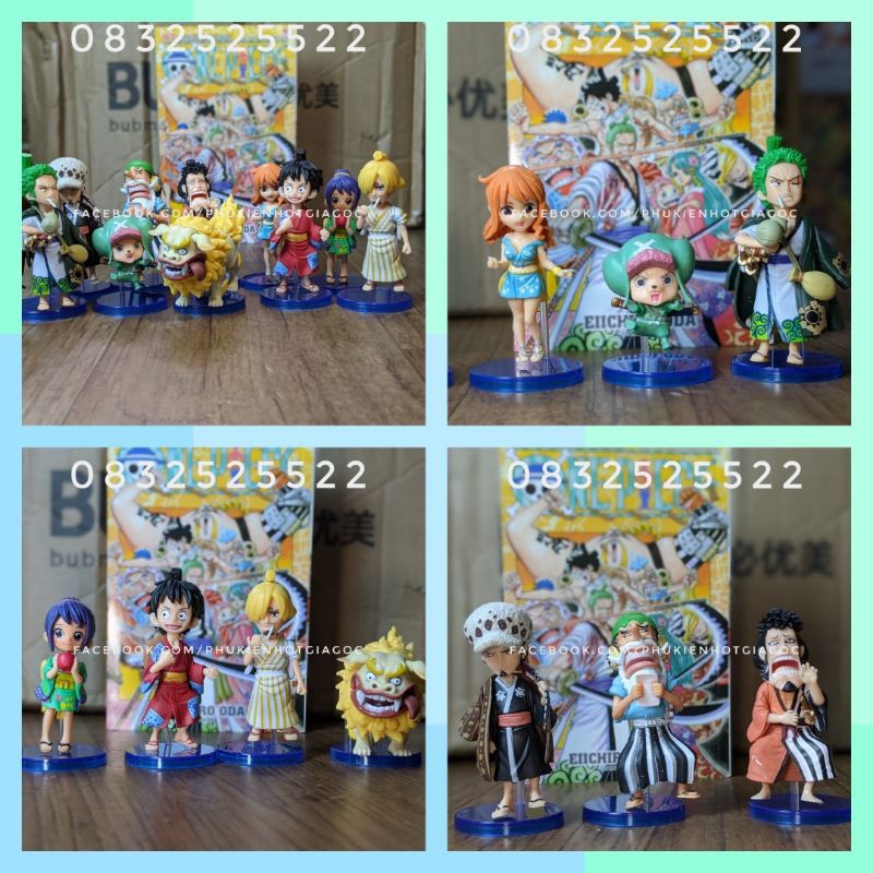 Bộ 10 mô hình nhân vật One piece Wano quốc Luffy , Zoro , Nami , Chopper , Usopp , Sanji , Tama , Kin emon