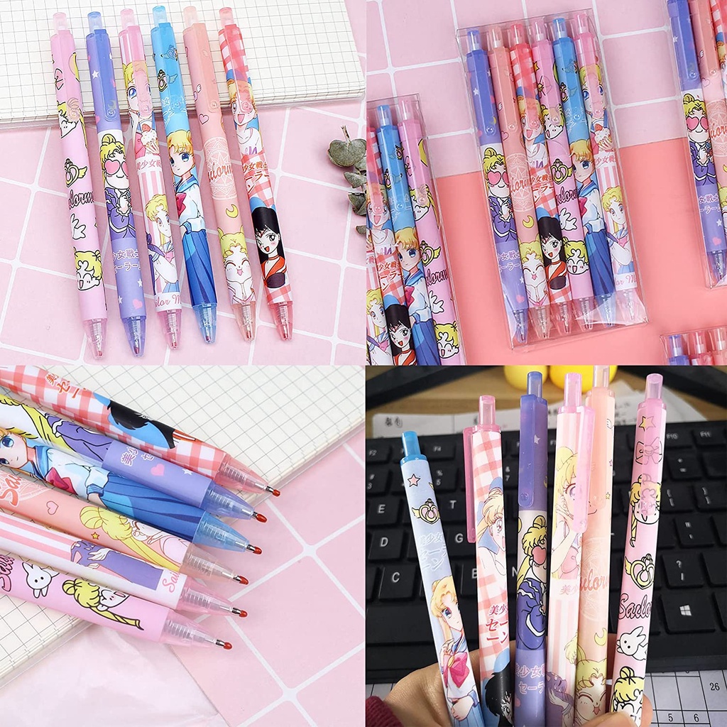 Set 6 Bút Bi Mực Đen Ngòi 0.5mm Phong Cách Anime Jujutsu Kaisen